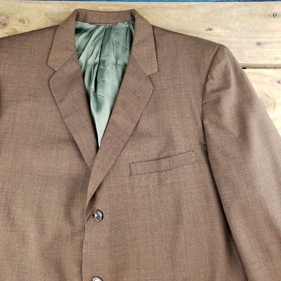 Vintage Worsted Tex Snellingburg Brown Sports Coat Mens Slim Medium 40s 50s 60s - Picture 2 of 9